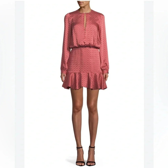 ALEXIS Coretti Mini Dress Blouson Top Flounce Hem Printed Preppy Coastal Size M - Picture 4 of 12